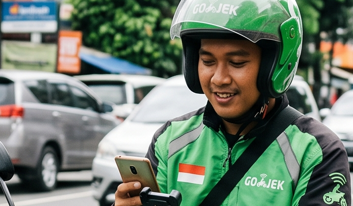 gojek driver menunggu pesanan